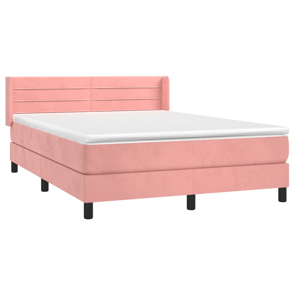 Boxspring met matras fluweel roze 140x190 cm Bedden & bedframes | Creëer jouw Trendy Thuis | Gratis bezorgd & Retour | Trendy.nl