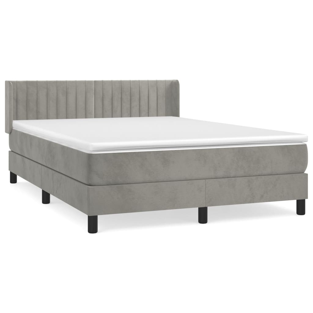 Boxspring met matras fluweel lichtgrijs 140x200 cm Bedden & bedframes | Creëer jouw Trendy Thuis | Gratis bezorgd & Retour | Trendy.nl