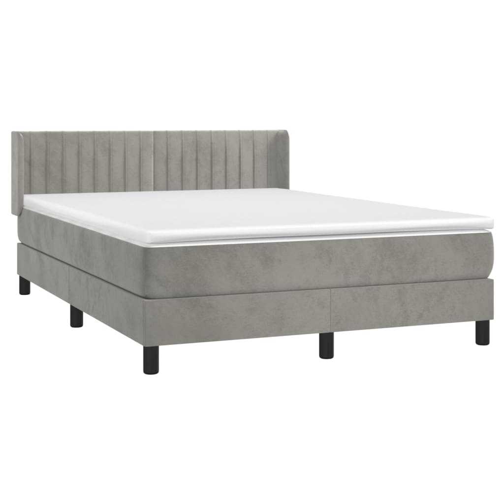 Boxspring met matras fluweel lichtgrijs 140x200 cm Bedden & bedframes | Creëer jouw Trendy Thuis | Gratis bezorgd & Retour | Trendy.nl