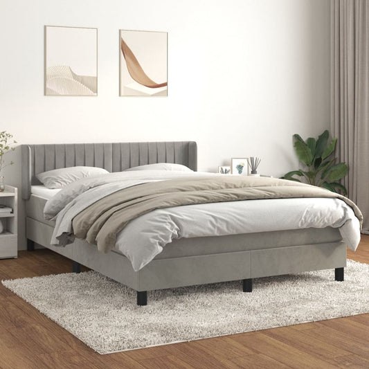 Boxspring met matras fluweel lichtgrijs 140x200 cm Bedden & bedframes | Creëer jouw Trendy Thuis | Gratis bezorgd & Retour | Trendy.nl