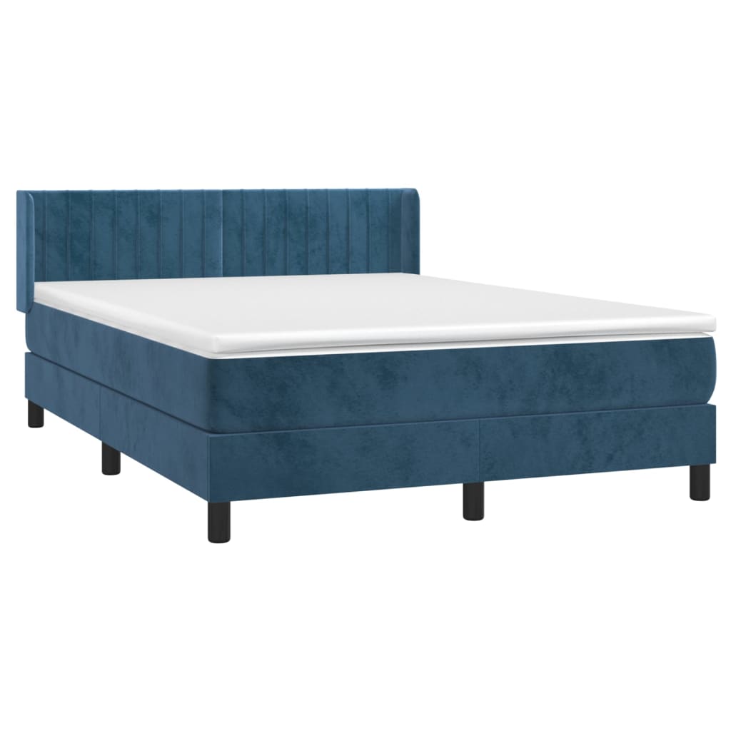 Boxspring met matras fluweel donkerblauw 140x200 cm