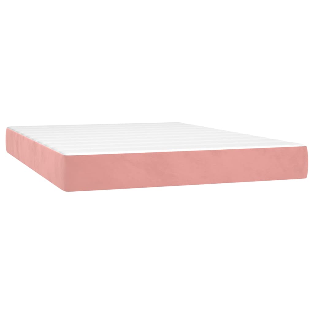 Boxspring met matras fluweel roze 140x200 cm