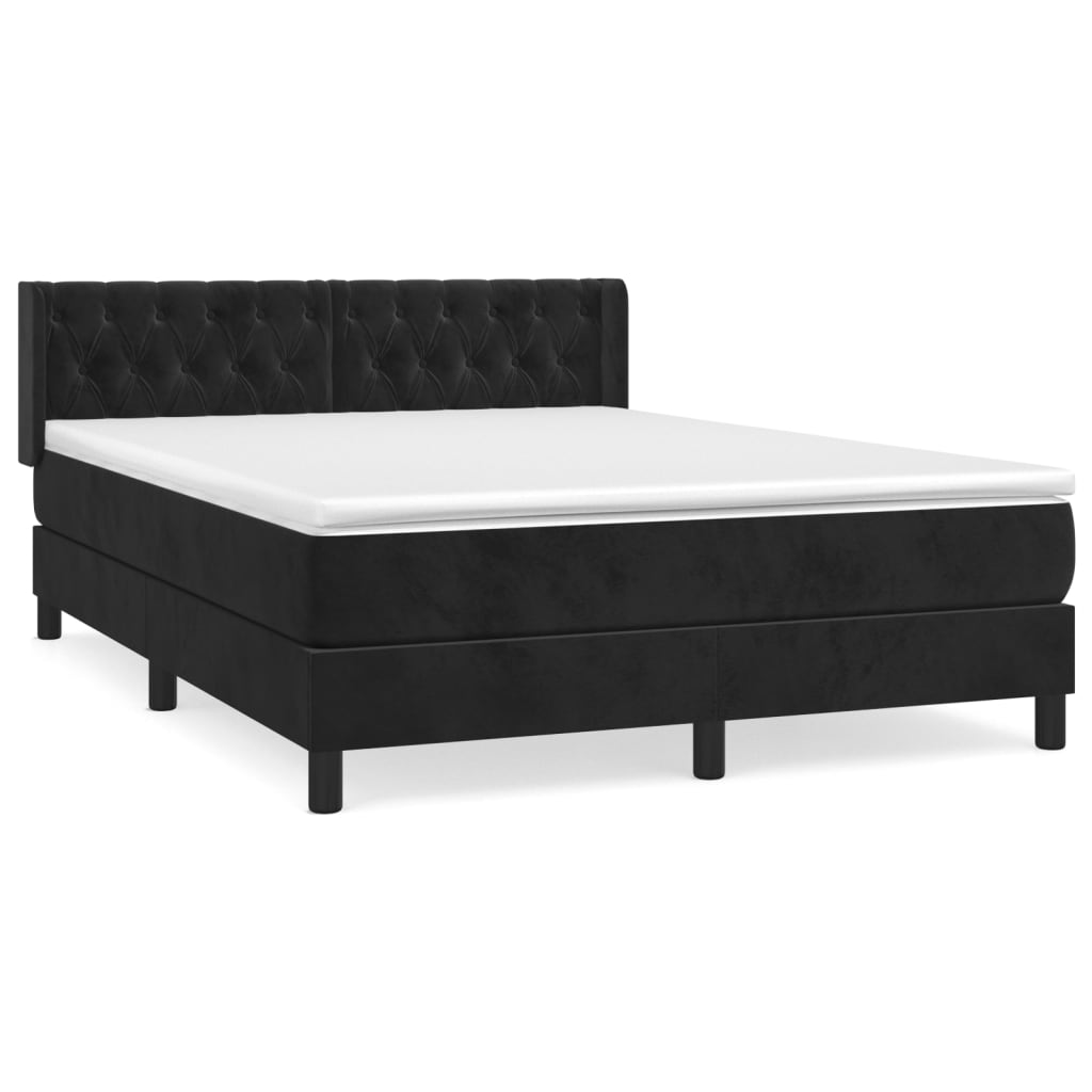 Boxspring met matras fluweel zwart 140x190 cm Bedden & bedframes | Creëer jouw Trendy Thuis | Gratis bezorgd & Retour | Trendy.nl