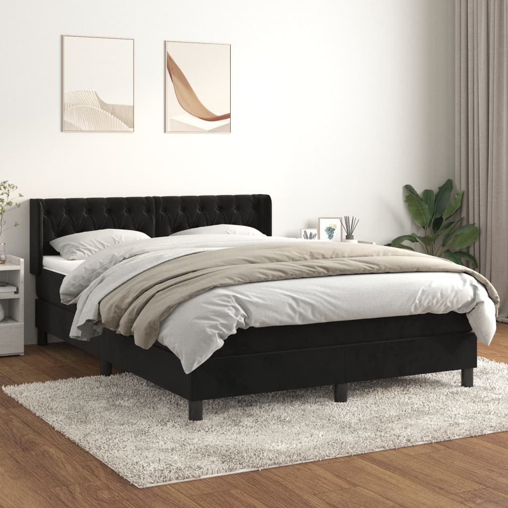 Boxspring met matras fluweel zwart 140x190 cm Bedden & bedframes | Creëer jouw Trendy Thuis | Gratis bezorgd & Retour | Trendy.nl