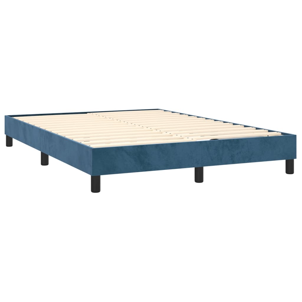 Boxspring met matras fluweel donkerblauw 140x200 cm