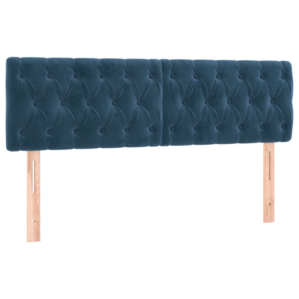 Boxspring met matras fluweel donkerblauw 140x200 cm