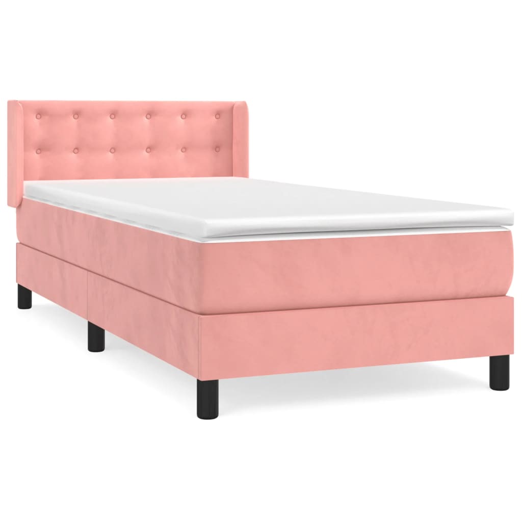 Boxspring met matras fluweel roze 80x200 cm