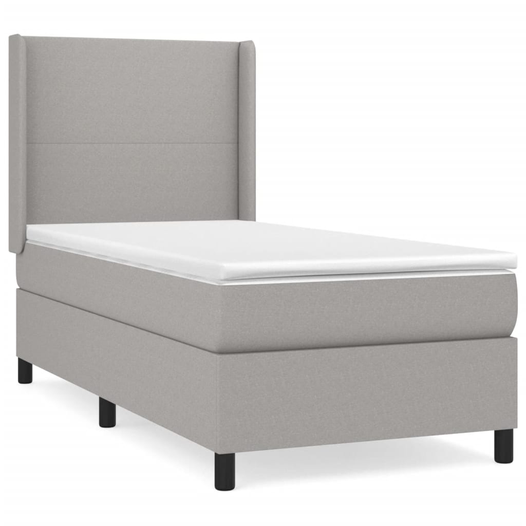 Boxspring met matras stof lichtgrijs 90x190 cm Bedden & bedframes | Creëer jouw Trendy Thuis | Gratis bezorgd & Retour | Trendy.nl