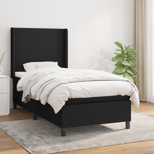 Boxspring met matras stof zwart 90x190 cm Bedden & bedframes | Creëer jouw Trendy Thuis | Gratis bezorgd & Retour | Trendy.nl