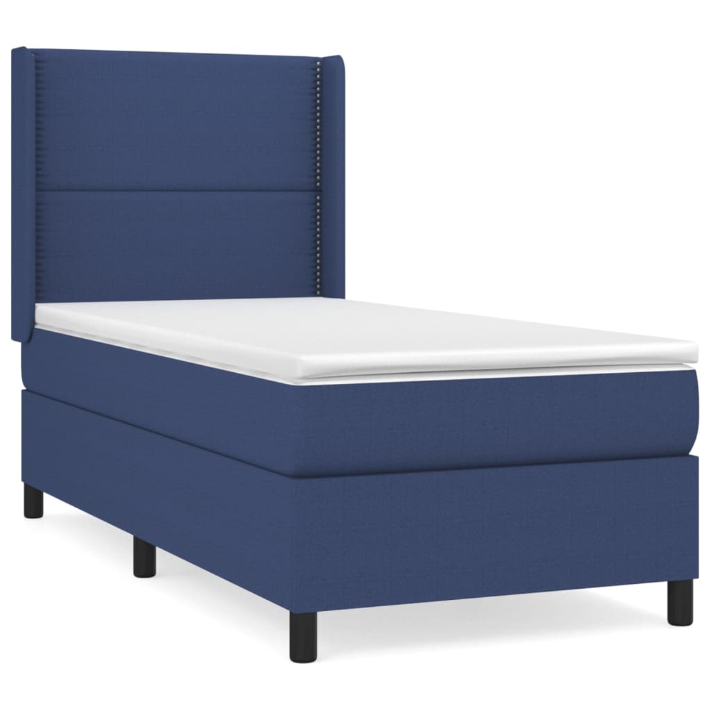 Boxspring met matras stof blauw 90x190 cm Bedden & bedframes | Creëer jouw Trendy Thuis | Gratis bezorgd & Retour | Trendy.nl