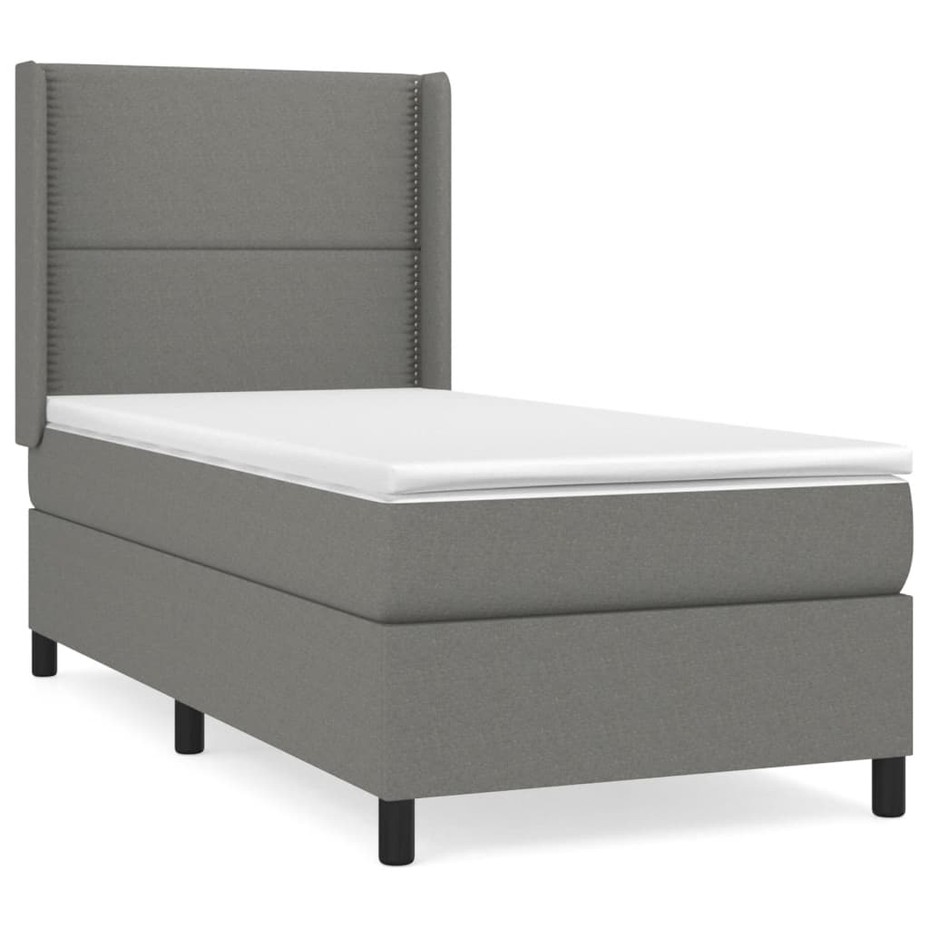 Boxspring met matras stof donkergrijs 90x200 cm Bedden & bedframes | Creëer jouw Trendy Thuis | Gratis bezorgd & Retour | Trendy.nl