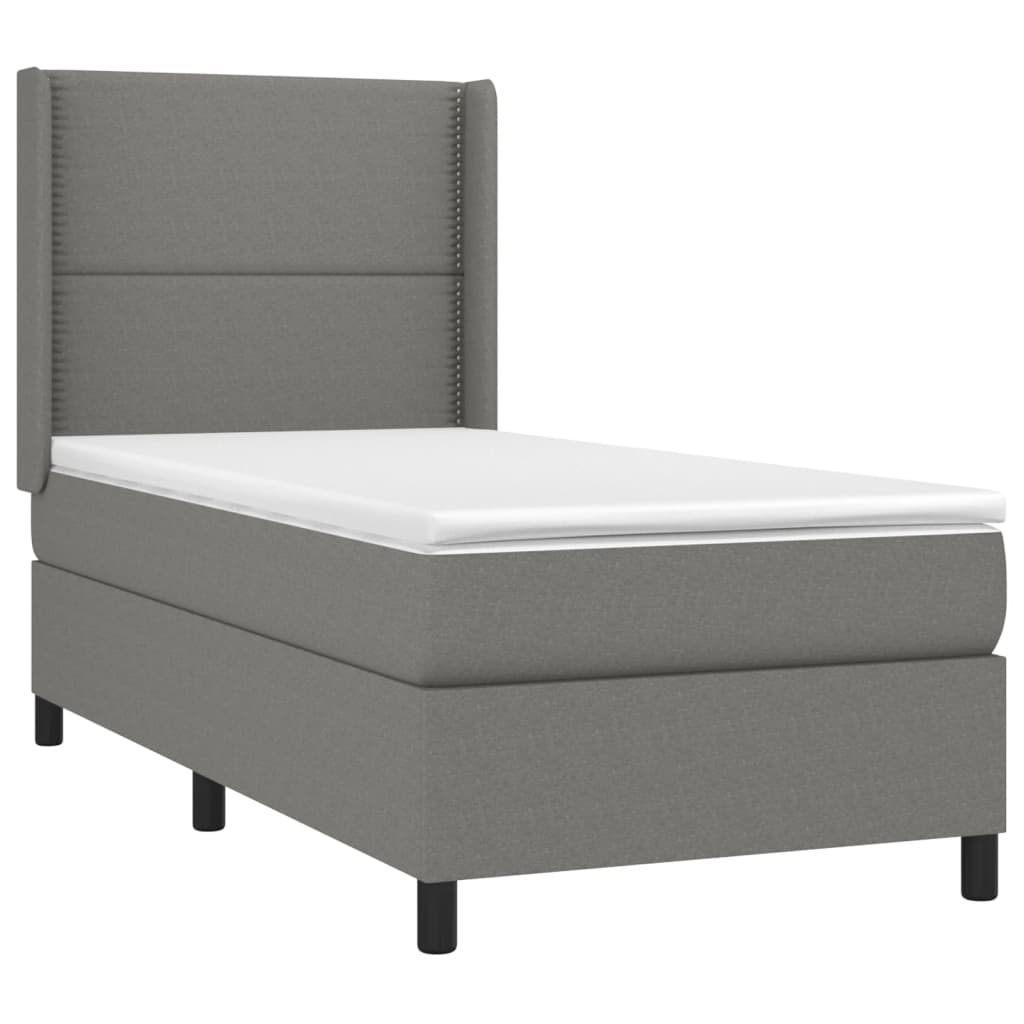 Boxspring met matras stof donkergrijs 90x200 cm Bedden & bedframes | Creëer jouw Trendy Thuis | Gratis bezorgd & Retour | Trendy.nl