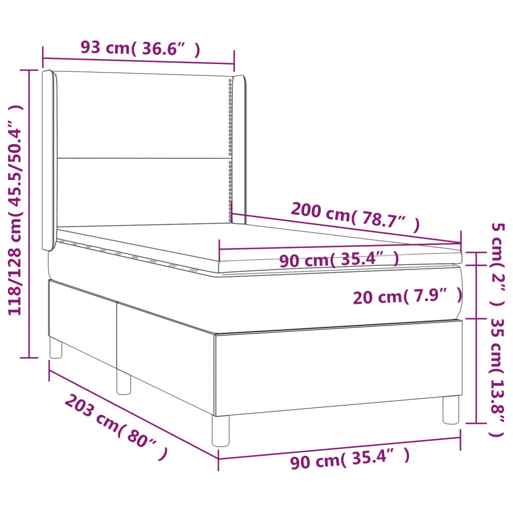 Boxspring met matras stof donkergrijs 90x200 cm Bedden & bedframes | Creëer jouw Trendy Thuis | Gratis bezorgd & Retour | Trendy.nl