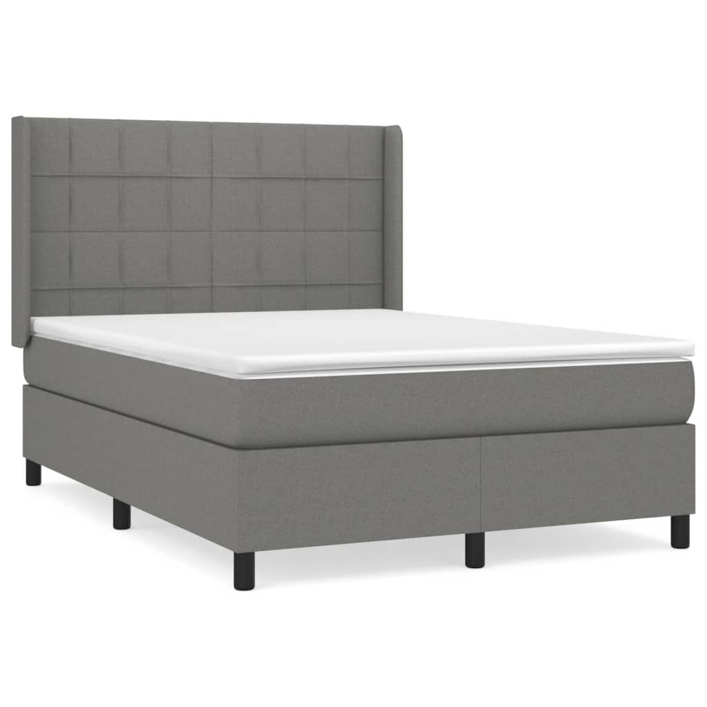 Boxspring met matras stof donkergrijs 140x190 cm Bedden & bedframes | Creëer jouw Trendy Thuis | Gratis bezorgd & Retour | Trendy.nl