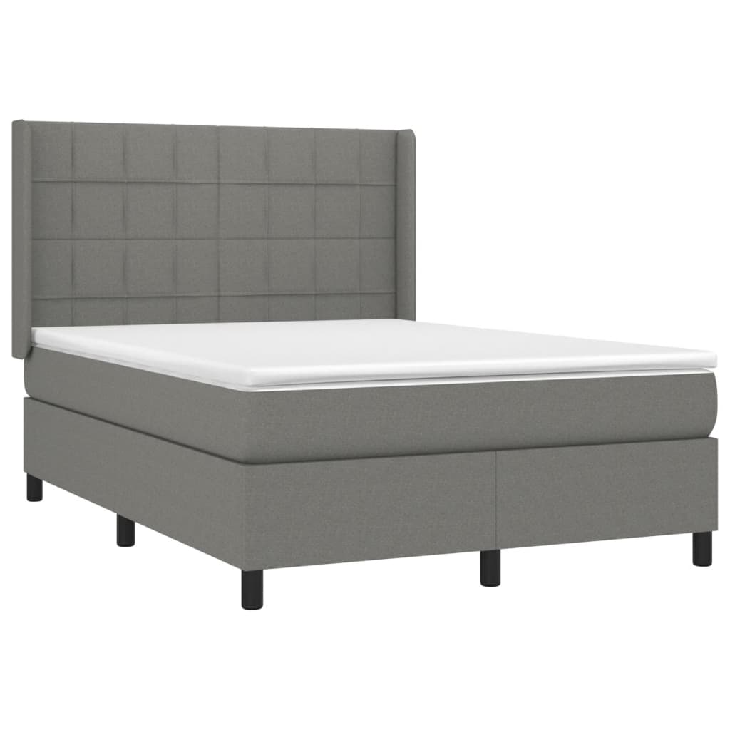 Boxspring met matras stof donkergrijs 140x190 cm Bedden & bedframes | Creëer jouw Trendy Thuis | Gratis bezorgd & Retour | Trendy.nl