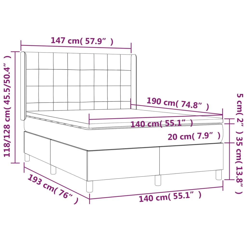 Boxspring met matras stof donkergrijs 140x190 cm Bedden & bedframes | Creëer jouw Trendy Thuis | Gratis bezorgd & Retour | Trendy.nl