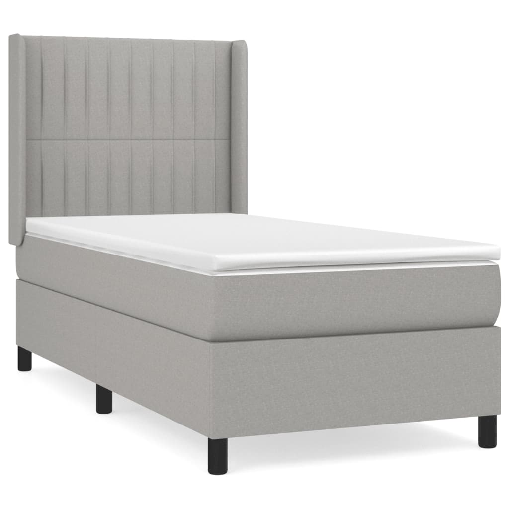 Boxspring met matras stof lichtgrijs 90x190 cm Bedden & bedframes | Creëer jouw Trendy Thuis | Gratis bezorgd & Retour | Trendy.nl