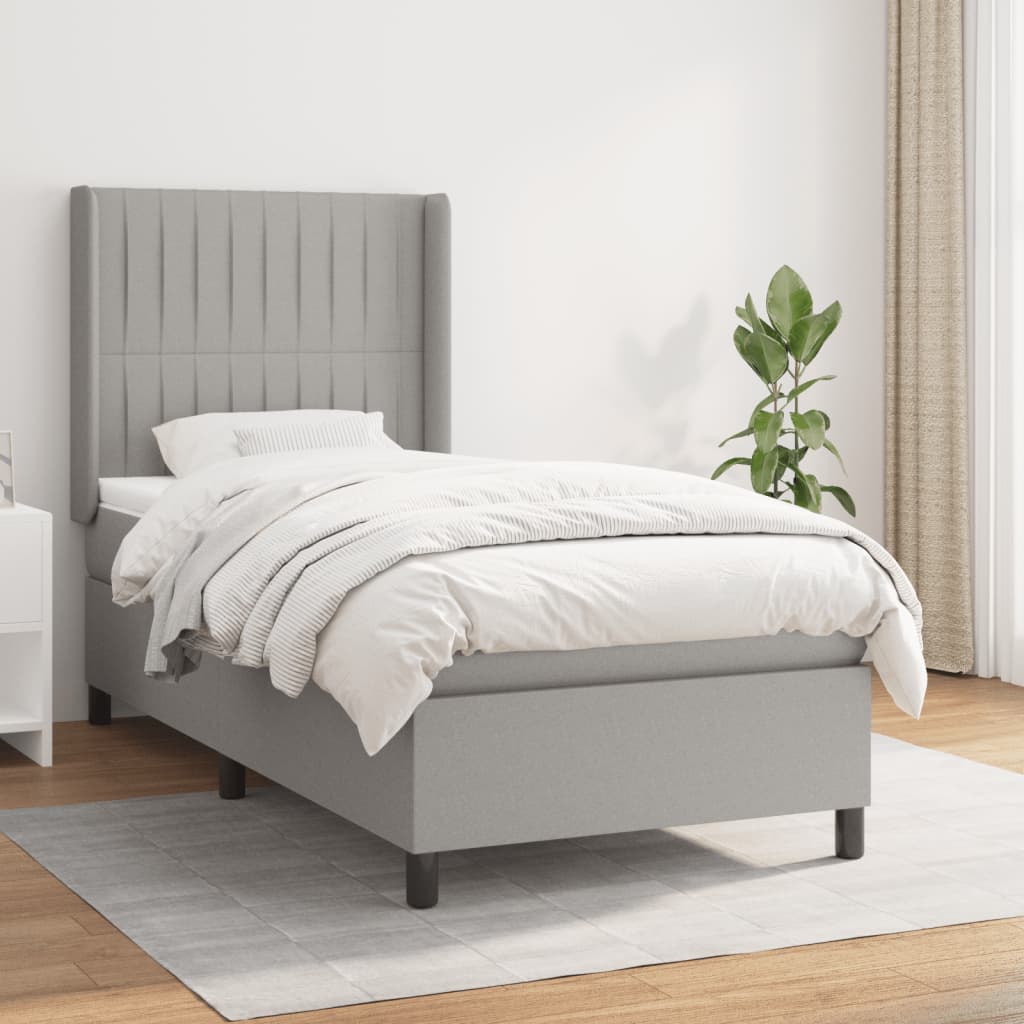 Boxspring met matras stof lichtgrijs 90x190 cm Bedden & bedframes | Creëer jouw Trendy Thuis | Gratis bezorgd & Retour | Trendy.nl