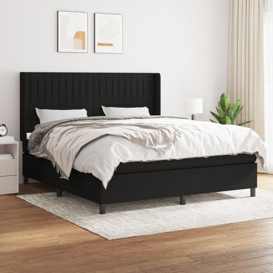 Boxspring met matras stof zwart 180x200 cm Bedden & bedframes | Creëer jouw Trendy Thuis | Gratis bezorgd & Retour | Trendy.nl