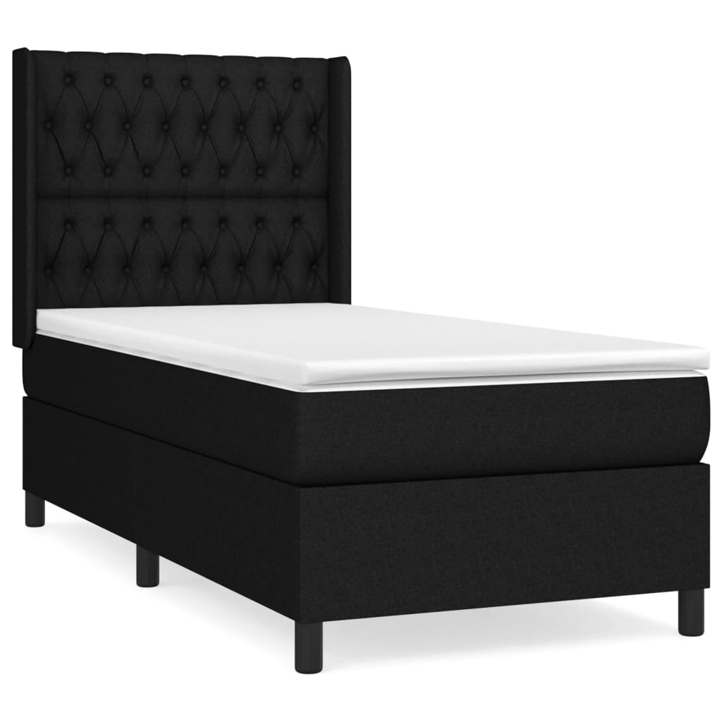 Boxspring met matras stof zwart 90x200 cm Bedden & bedframes | Creëer jouw Trendy Thuis | Gratis bezorgd & Retour | Trendy.nl