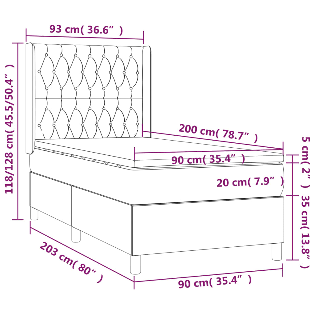 Boxspring met matras stof zwart 90x200 cm Bedden & bedframes | Creëer jouw Trendy Thuis | Gratis bezorgd & Retour | Trendy.nl