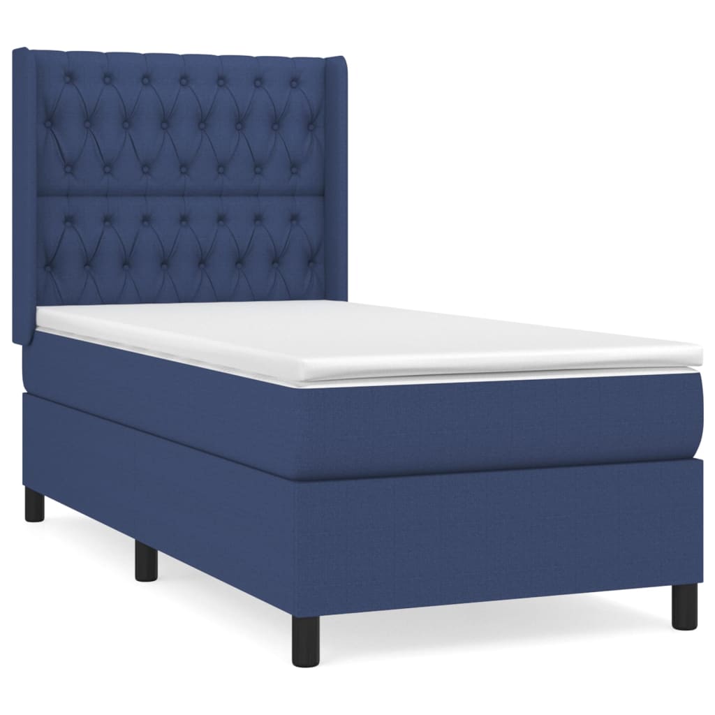 Boxspring met matras stof blauw 100x200 cm Bedden & bedframes | Creëer jouw Trendy Thuis | Gratis bezorgd & Retour | Trendy.nl