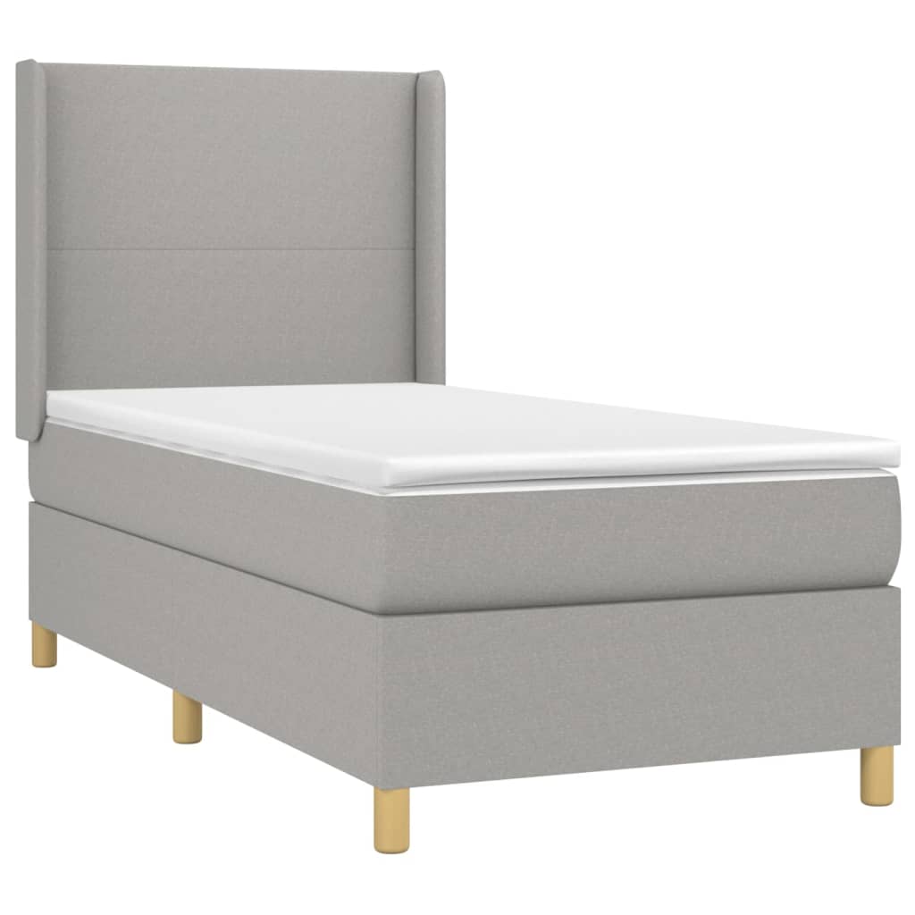 Boxspring met matras stof lichtgrijs 90x190 cm Bedden & bedframes | Creëer jouw Trendy Thuis | Gratis bezorgd & Retour | Trendy.nl