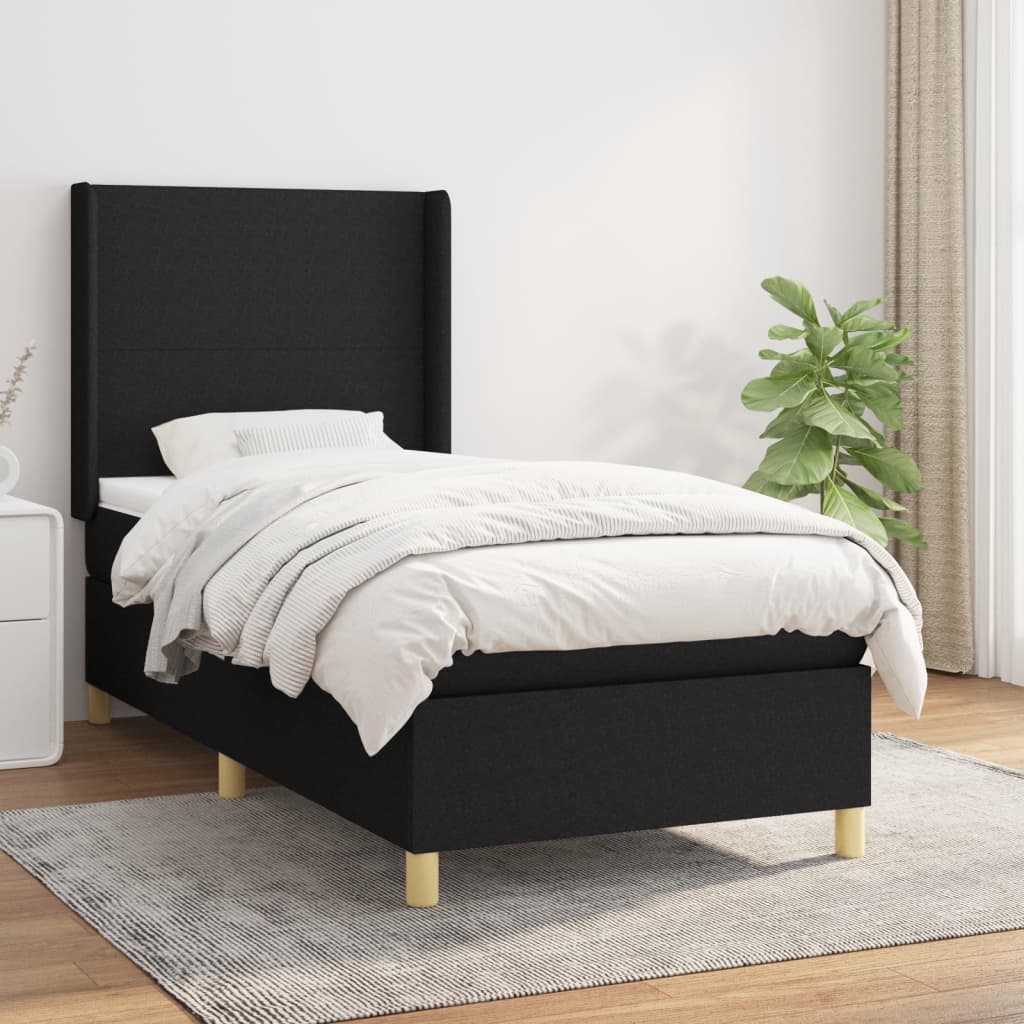 Boxspring met matras stof zwart 90x200 cm Bedden & bedframes | Creëer jouw Trendy Thuis | Gratis bezorgd & Retour | Trendy.nl