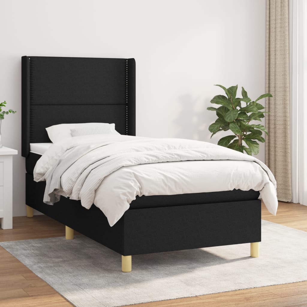 Boxspring met matras stof zwart 90x200 cm Bedden & bedframes | Creëer jouw Trendy Thuis | Gratis bezorgd & Retour | Trendy.nl