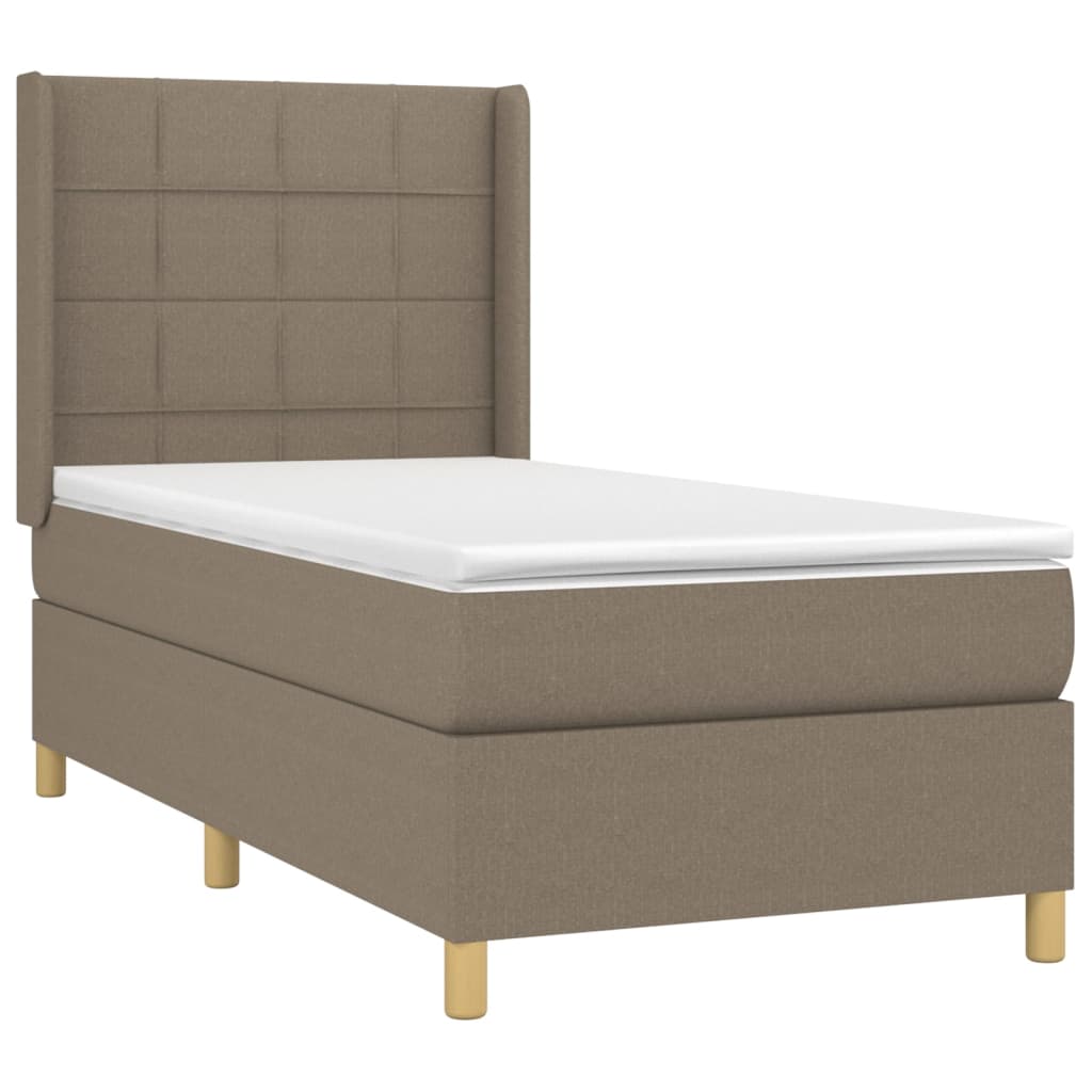 Boxspring met matras stof taupe 90x190 cm