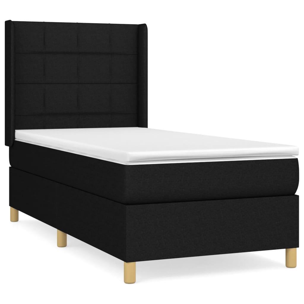 Boxspring met matras stof zwart 90x200 cm Bedden & bedframes | Creëer jouw Trendy Thuis | Gratis bezorgd & Retour | Trendy.nl