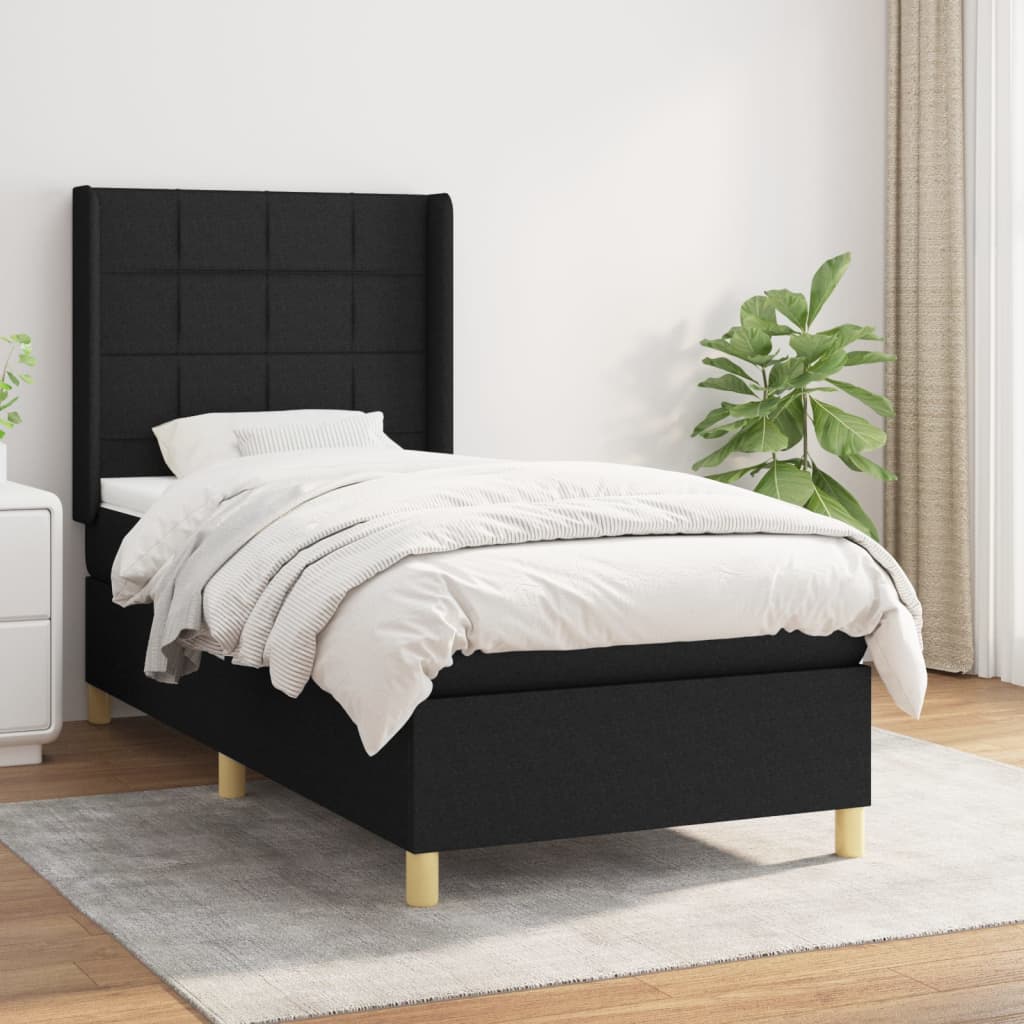 Boxspring met matras stof zwart 90x200 cm Bedden & bedframes | Creëer jouw Trendy Thuis | Gratis bezorgd & Retour | Trendy.nl