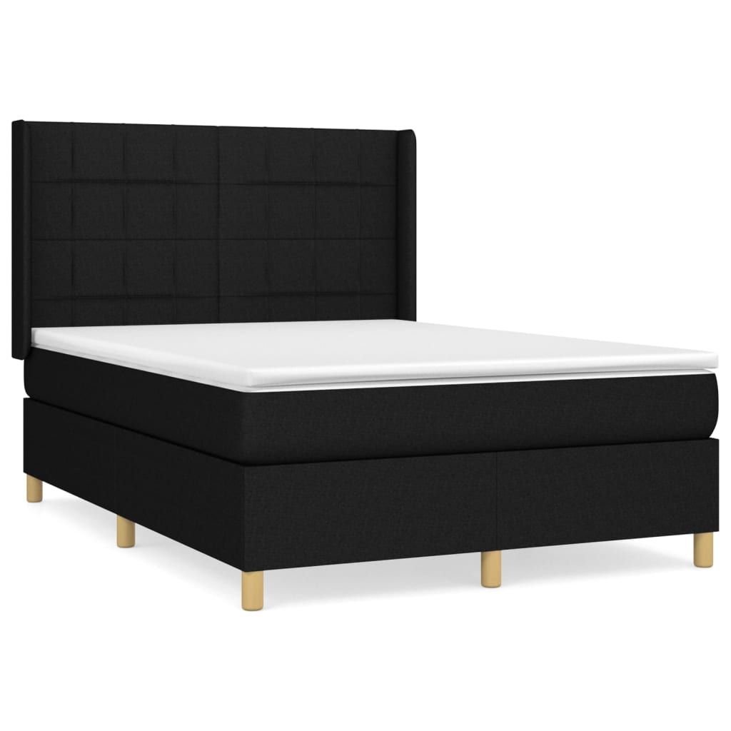 Boxspring met matras stof zwart 140x190 cm Bedden & bedframes | Creëer jouw Trendy Thuis | Gratis bezorgd & Retour | Trendy.nl