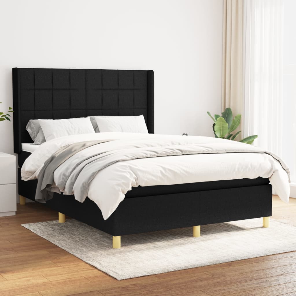 Boxspring met matras stof zwart 140x190 cm Bedden & bedframes | Creëer jouw Trendy Thuis | Gratis bezorgd & Retour | Trendy.nl