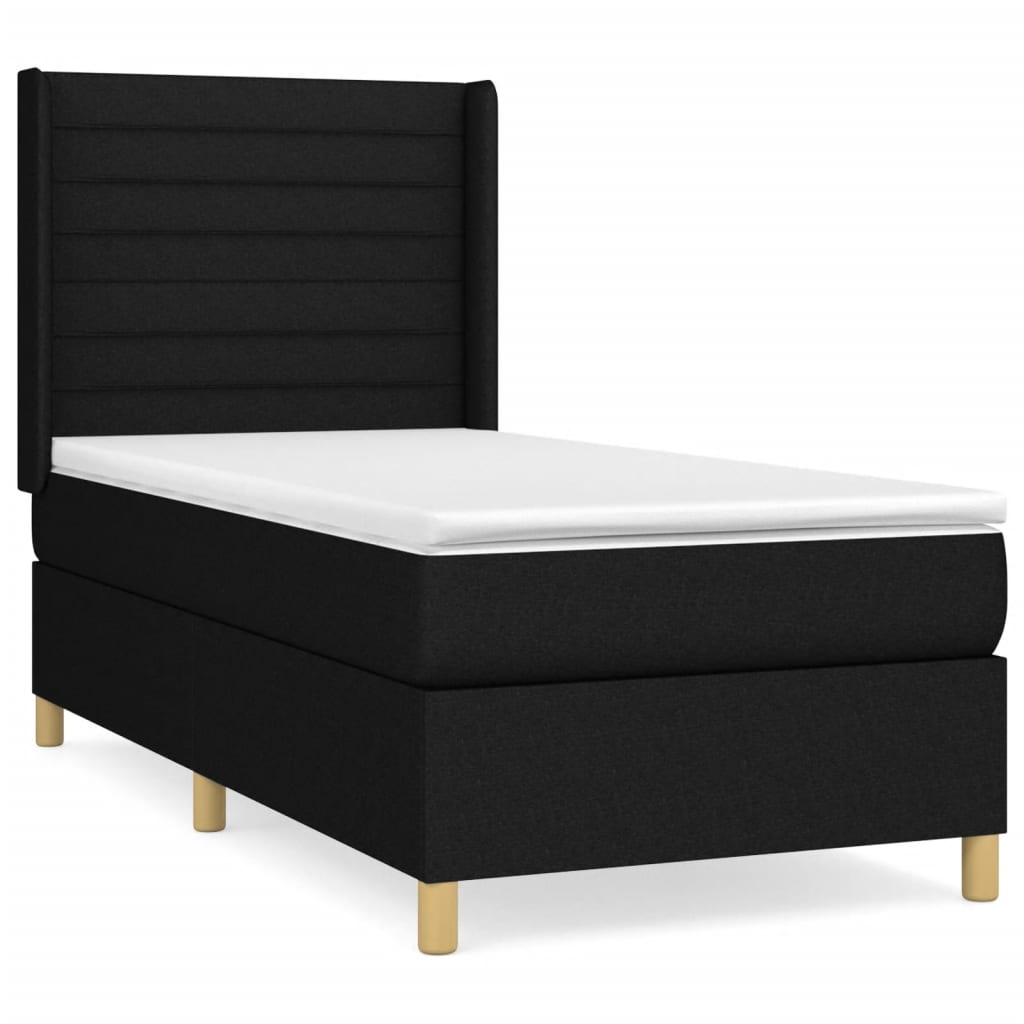 Boxspring met matras stof zwart 90x200 cm Bedden & bedframes | Creëer jouw Trendy Thuis | Gratis bezorgd & Retour | Trendy.nl