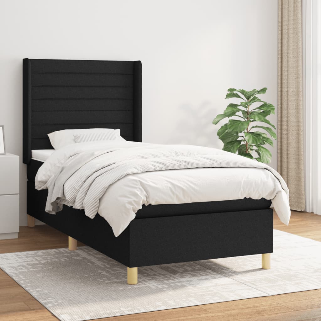 Boxspring met matras stof zwart 90x200 cm Bedden & bedframes | Creëer jouw Trendy Thuis | Gratis bezorgd & Retour | Trendy.nl