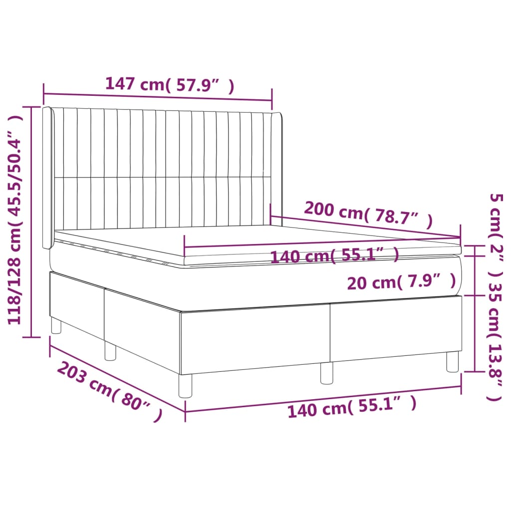 Boxspring met matras stof blauw 140x200 cm