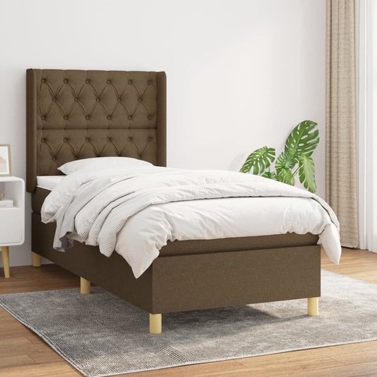 Boxspring met matras stof donkerbruin 80x200 cm Bedden & bedframes | Creëer jouw Trendy Thuis | Gratis bezorgd & Retour | Trendy.nl