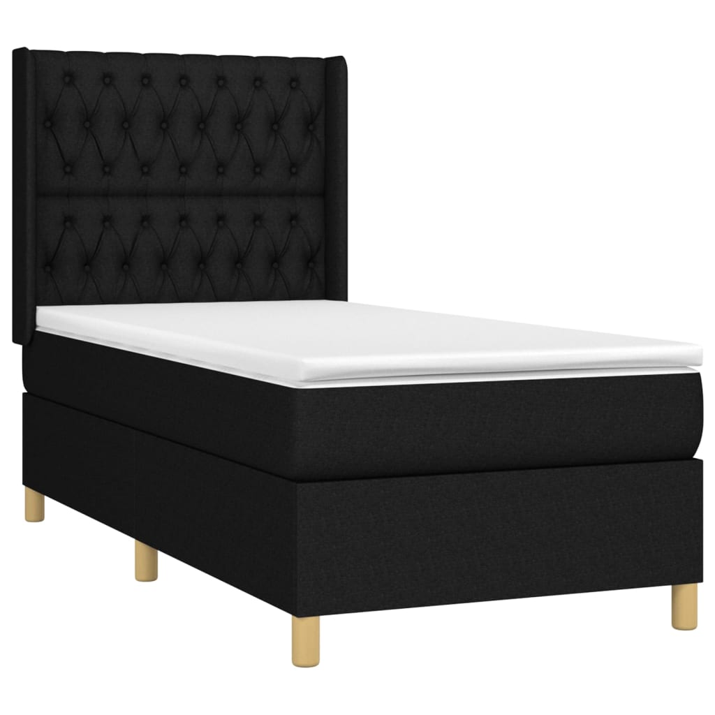 Boxspring met matras stof zwart 90x200 cm Bedden & bedframes | Creëer jouw Trendy Thuis | Gratis bezorgd & Retour | Trendy.nl