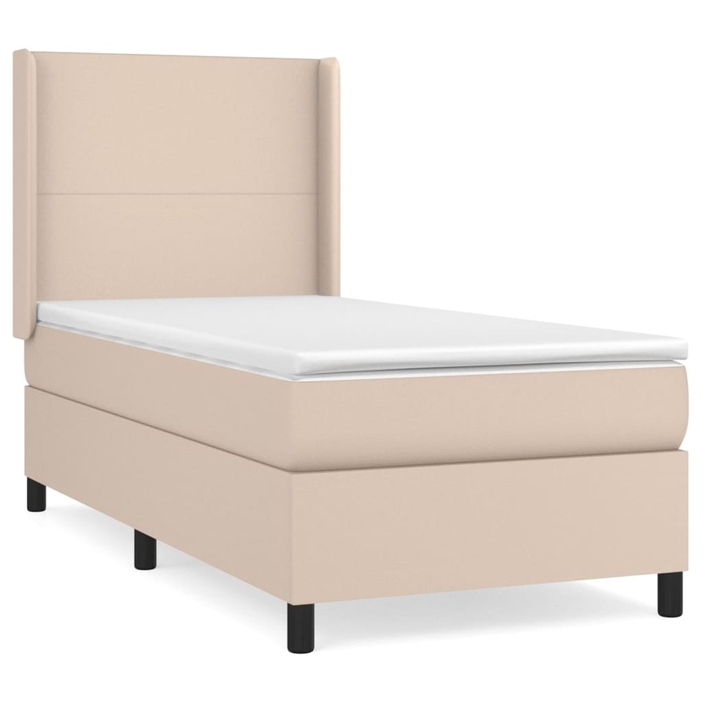 Boxspring met matras kunstleer cappuccinokleurig 90x190 cm