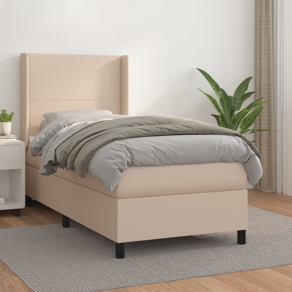 Boxspring met matras kunstleer cappuccinokleurig 90x190 cm