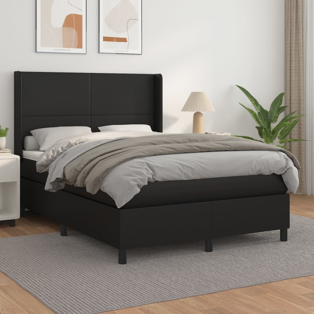 Boxspring met matras kunstleer zwart 140x200 cm Bedden & bedframes | Creëer jouw Trendy Thuis | Gratis bezorgd & Retour | Trendy.nl