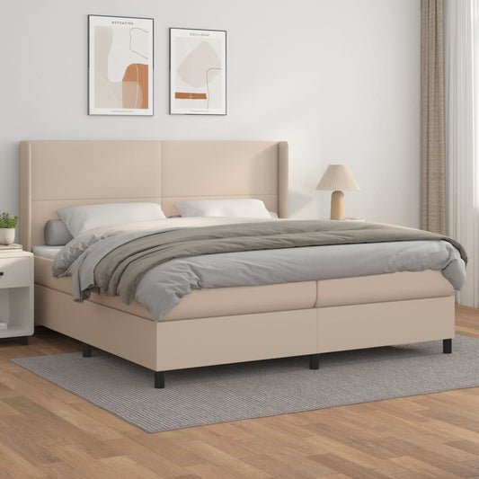 Boxspring met matras kunstleer cappuccinokleurig 200x200 cm