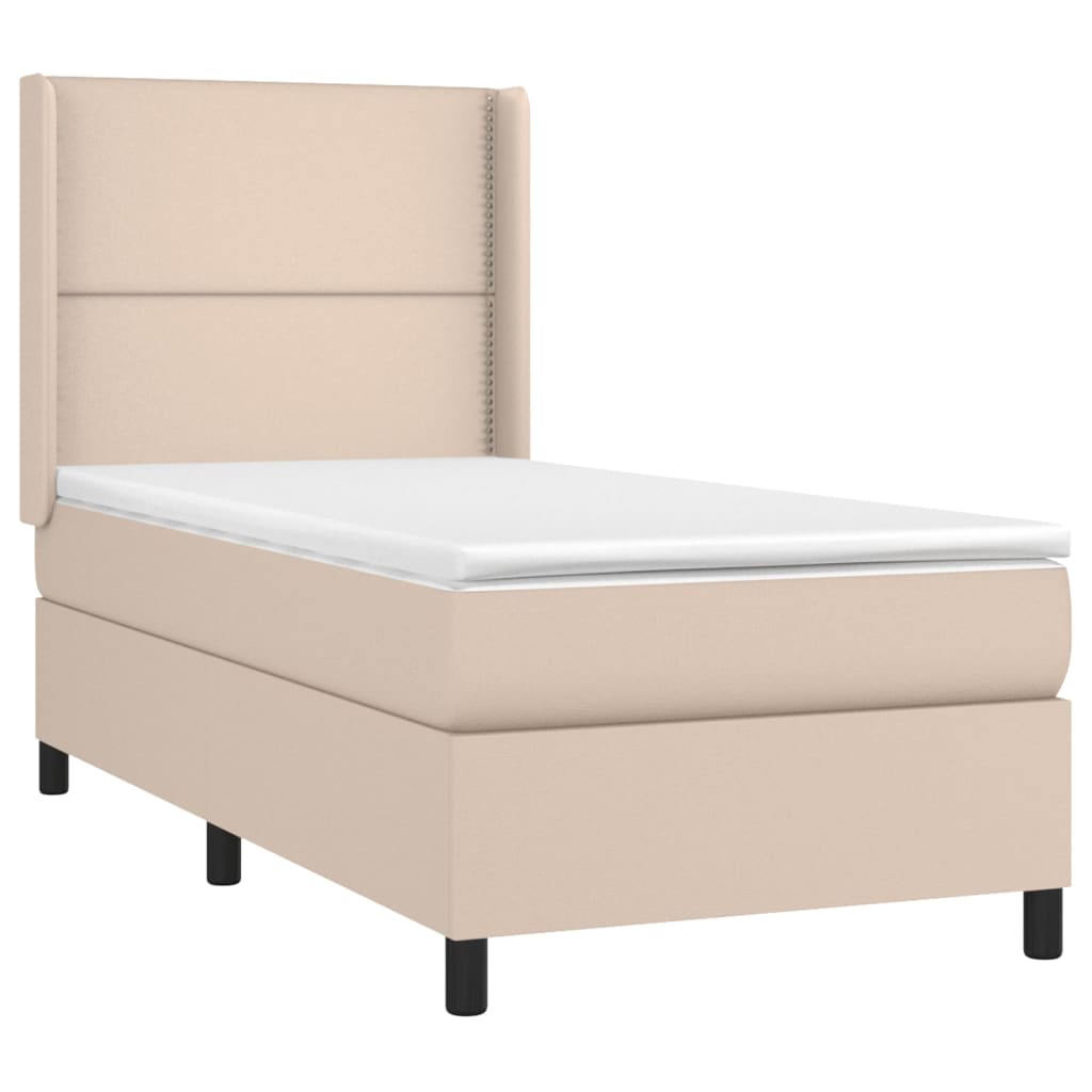 Boxspring met matras kunstleer cappuccinokleurig 90x190 cm