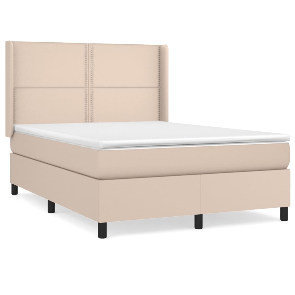 Boxspring met matras kunstleer cappuccinokleurig 140x200 cm