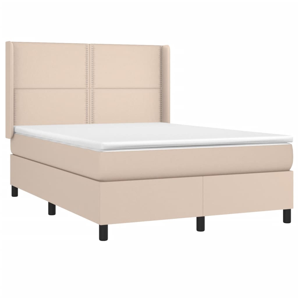 Boxspring met matras kunstleer cappuccinokleurig 140x200 cm