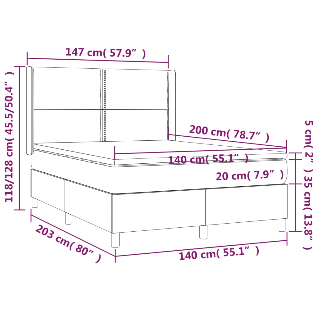 Boxspring met matras kunstleer cappuccinokleurig 140x200 cm