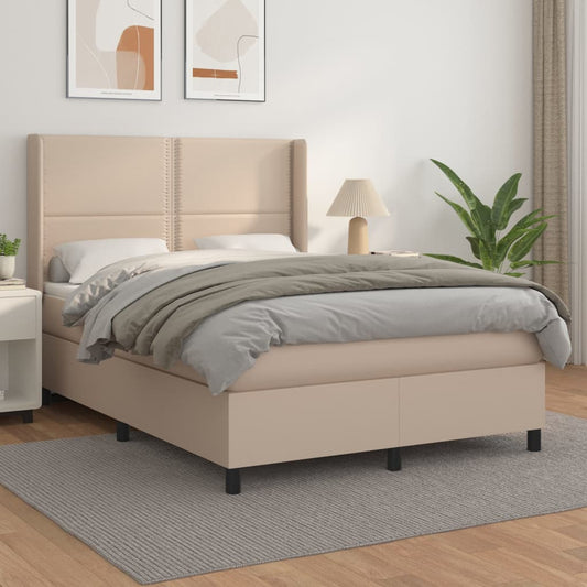 Boxspring met matras kunstleer cappuccinokleurig 140x200 cm