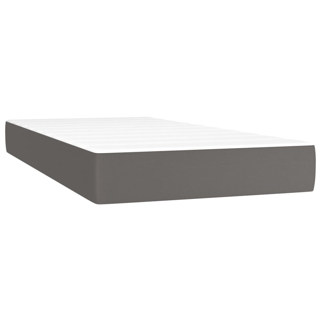 Boxspring met matras kunstleer grijs 90x190 cm