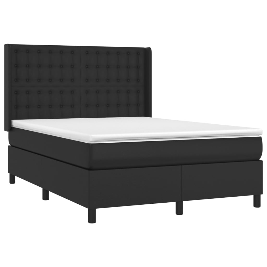 Boxspring met matras kunstleer zwart 140x200 cm Bedden & bedframes | Creëer jouw Trendy Thuis | Gratis bezorgd & Retour | Trendy.nl